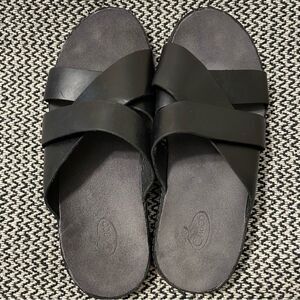 Chaco Women’s Wayfarer Slide Sandal Black Leather Sz-6